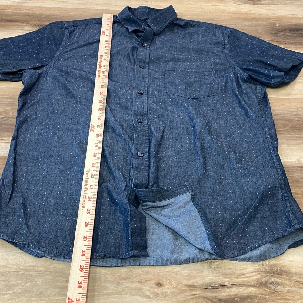 Banana Republic Chambray Shirt Mens L Minimalist Cotton Soft Wash Dotted Navy